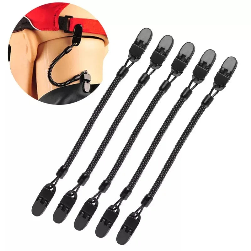 5Pcs Anti-lost Hat Clip Windproof Cap Retainer Coiled Cord Rope Keeper for Fishing Golfing Outdoor Sports