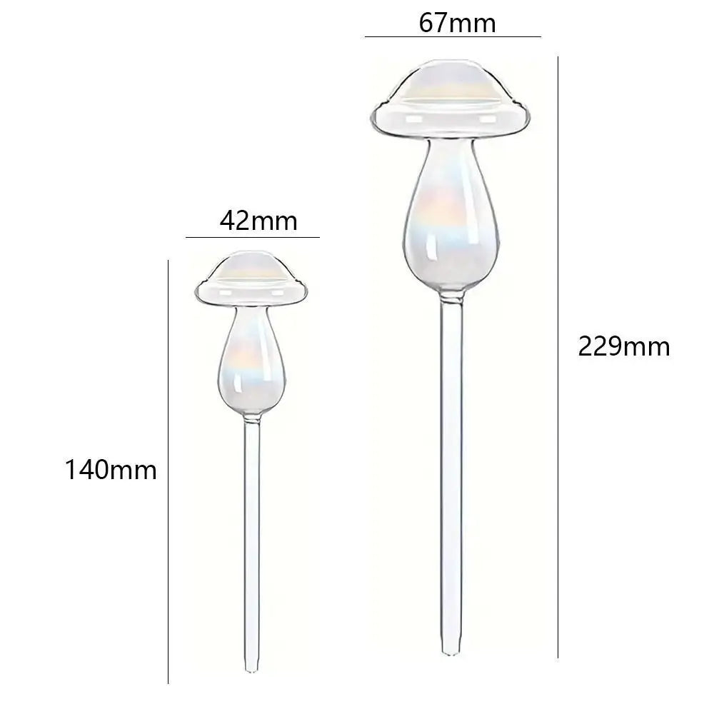 Mushroom Shape Plant Watering Glass Globes Glass Self Watering Mushroom Automatic Watering Device Rainbow