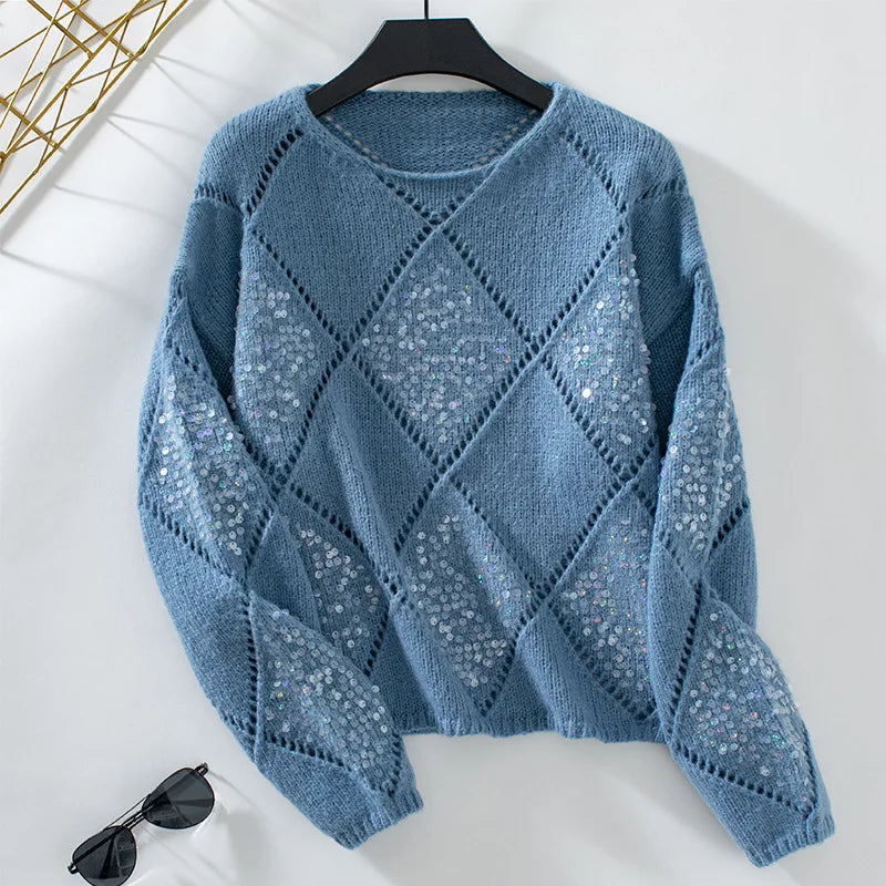 Women's Diamond Pattern Pullover Sweater