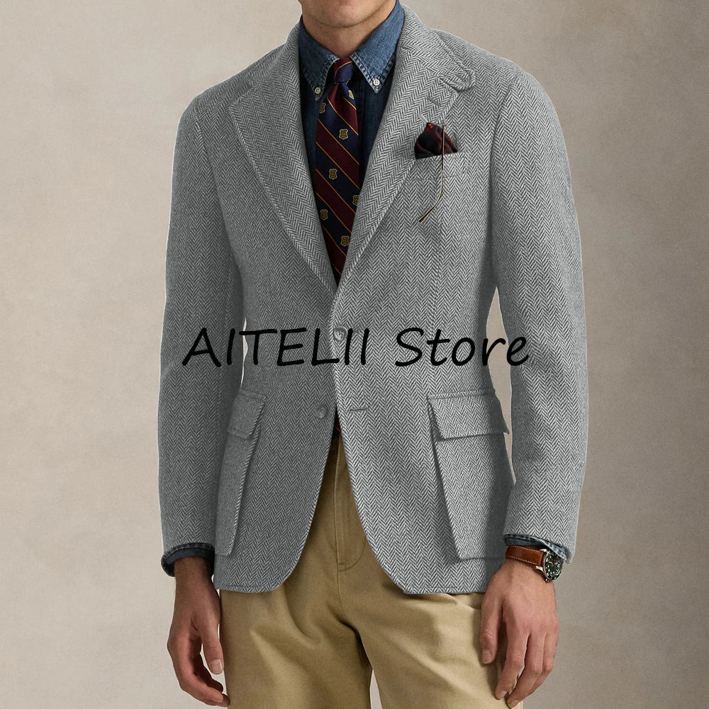 Versatile New Jackets Man Winter Men's Herringbone Jacket Male Winter Coat Lapel Casual Mens Coats Men's Autumn Clothes Mantel