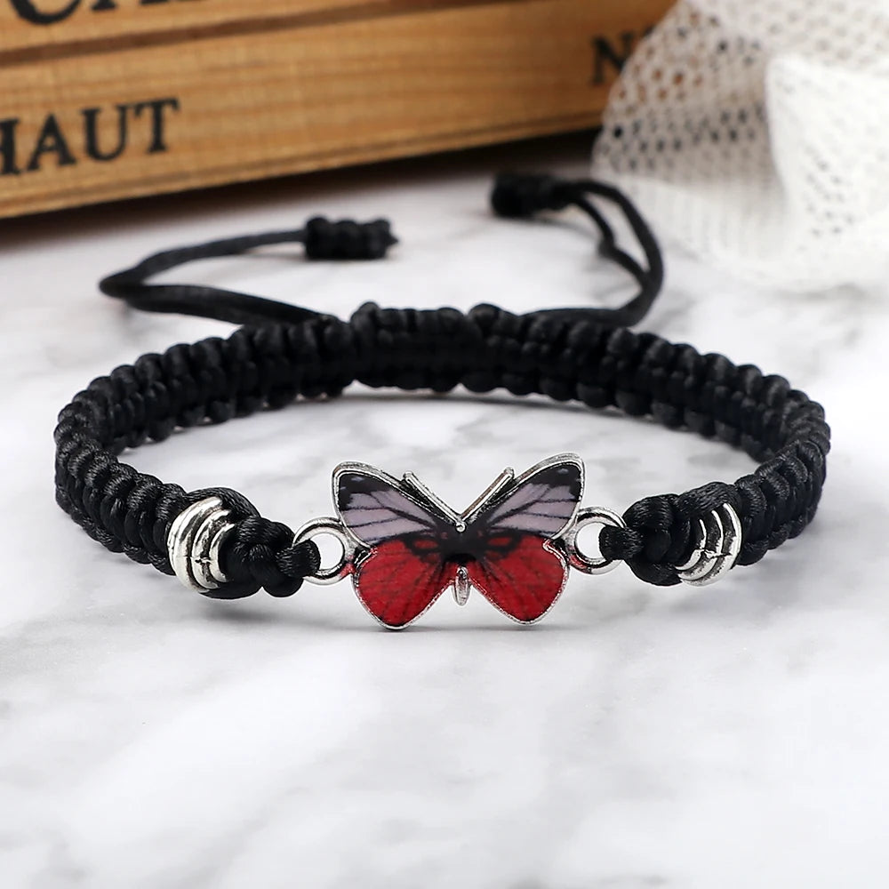 Red Butterfly Charm Bracelet Handmade Braided Rope Thread Fashion Adjustable Bracelets&Bangles Women Lucky Jewelry Friends Gift