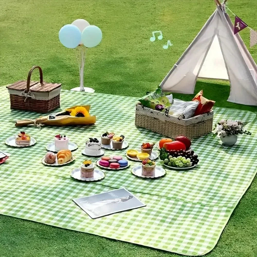 Waterproof Picnic Mat Beach Camping  Multi-Color Foldable Travel Mat Washable Outdoor Blanket Handle Hiking Park Accessories