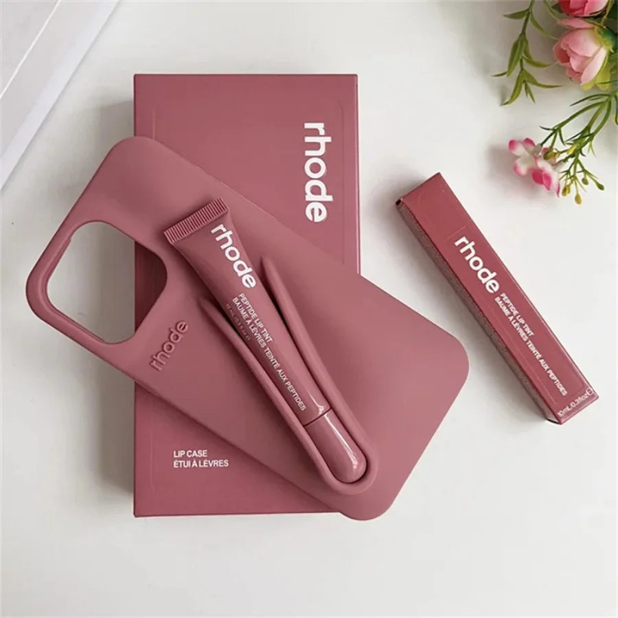 Lipgloss Lipstick Case For iPhone 15 14  13  Pro Max Soft Silicone Phone Cases Lip Balm Holder Shockproof Cover