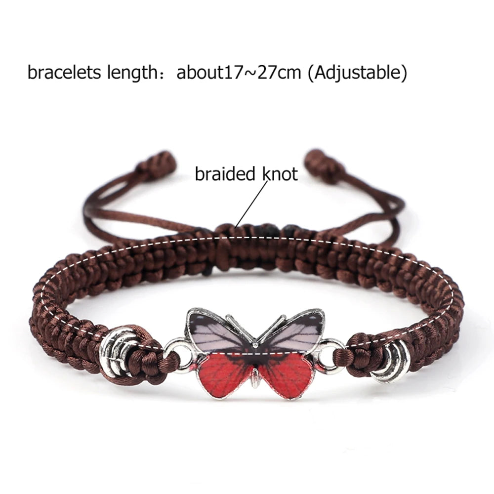 Red Butterfly Charm Bracelet Handmade Braided Rope Thread Fashion Adjustable Bracelets&Bangles Women Lucky Jewelry Friends Gift