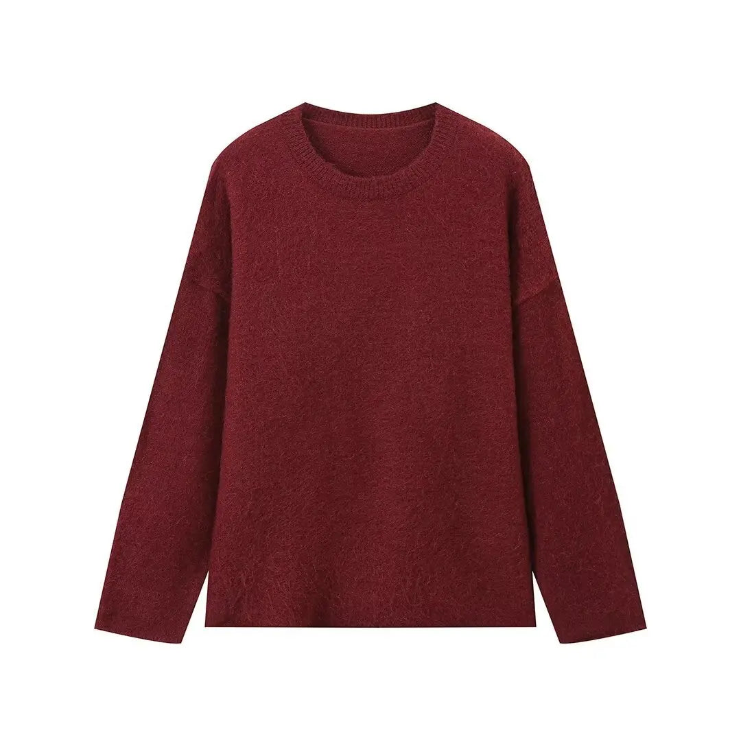 Women Sweater pullover New Autumn Winter Solid Color Pullover Knitwear Loose Solid Color Casual Comfortable Warm Tops Sweater