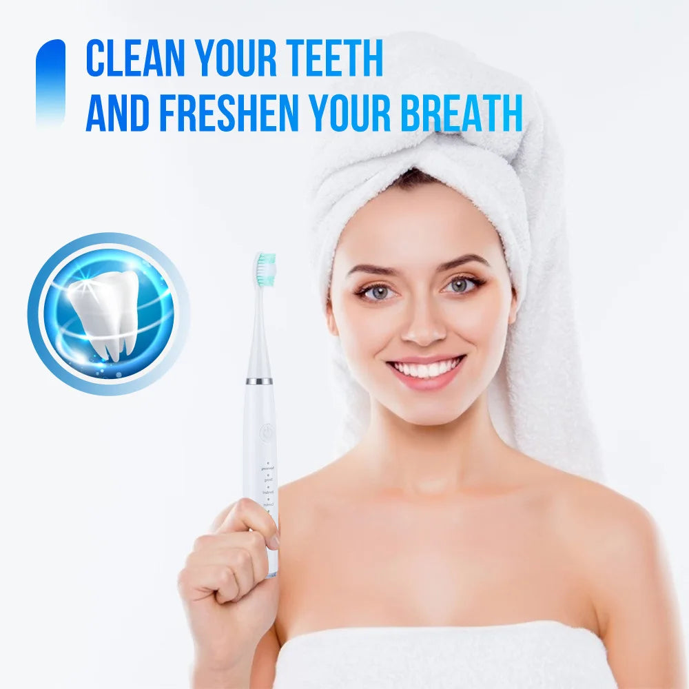Electric Toothbrush Set with Six Functions for Total Oral Care Efficient Tartar Removal with Scaling Teeth Feature Christmas Gif