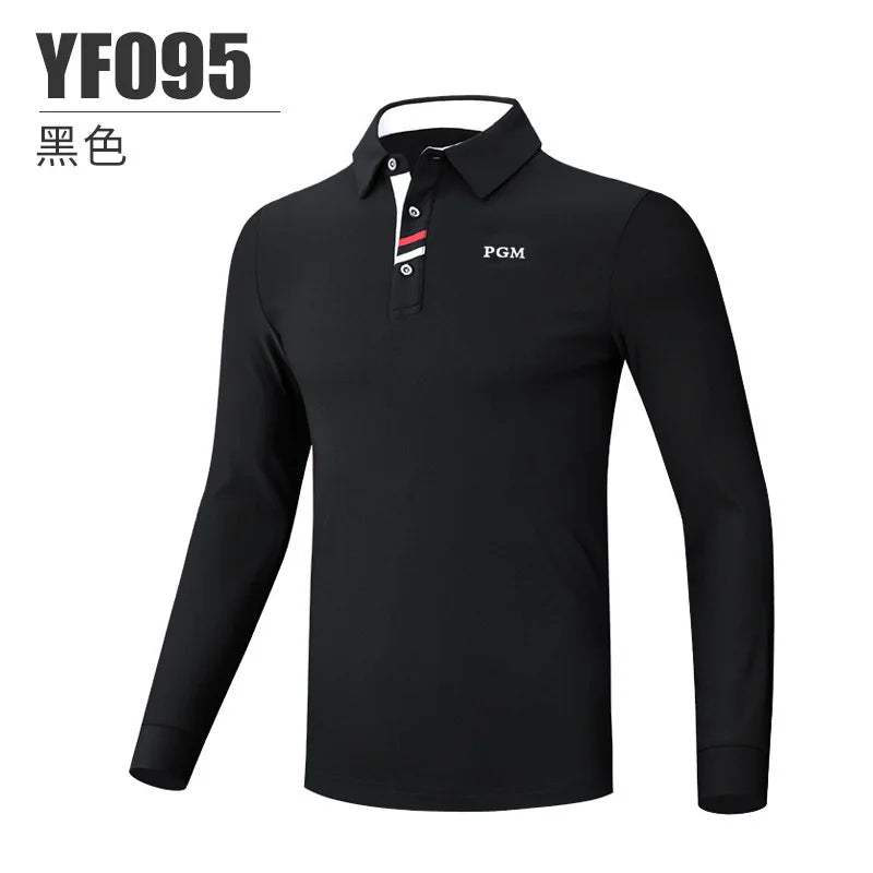PGM golf clothing men's long-sleeved t-shirt autumn and winter golf warm top clothing men's lapel Polo shirt