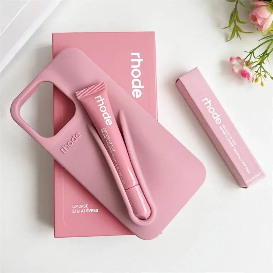 Lipgloss Lipstick Case For iPhone 15 14  13  Pro Max Soft Silicone Phone Cases Lip Balm Holder Shockproof Cover