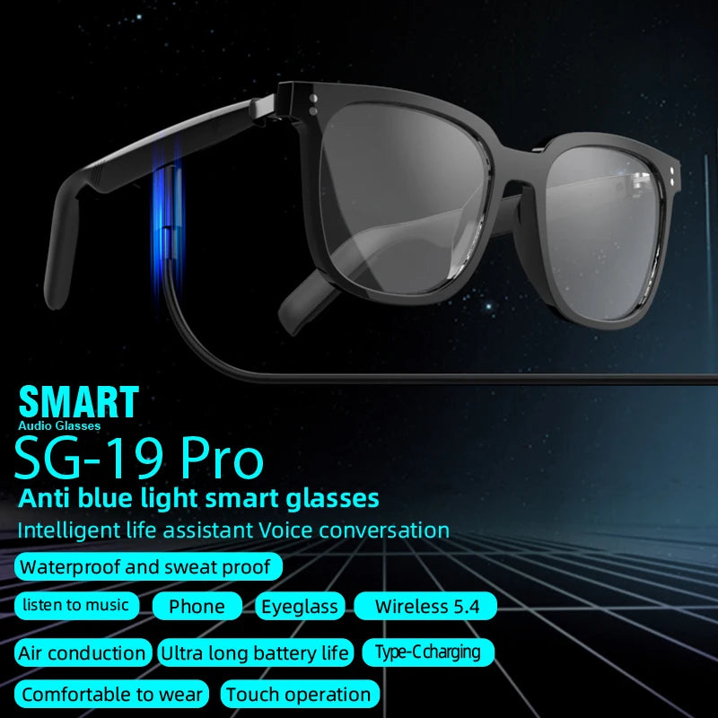 2025 New SG-19 Pro Smart Glasses Bluetooth Glasses Magnetic Polarized Night Vision Lenses Anti Blue Light Glasses Sunglasses