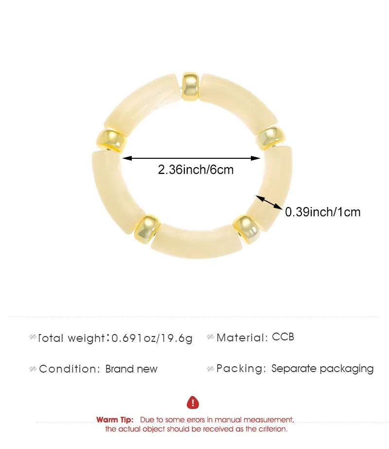 Bohemian Acrylic Bracelets for Women Girls Fashion Party Jewelry Gift Colorful Column Elastic Rope Adjustable Simple Bracelets