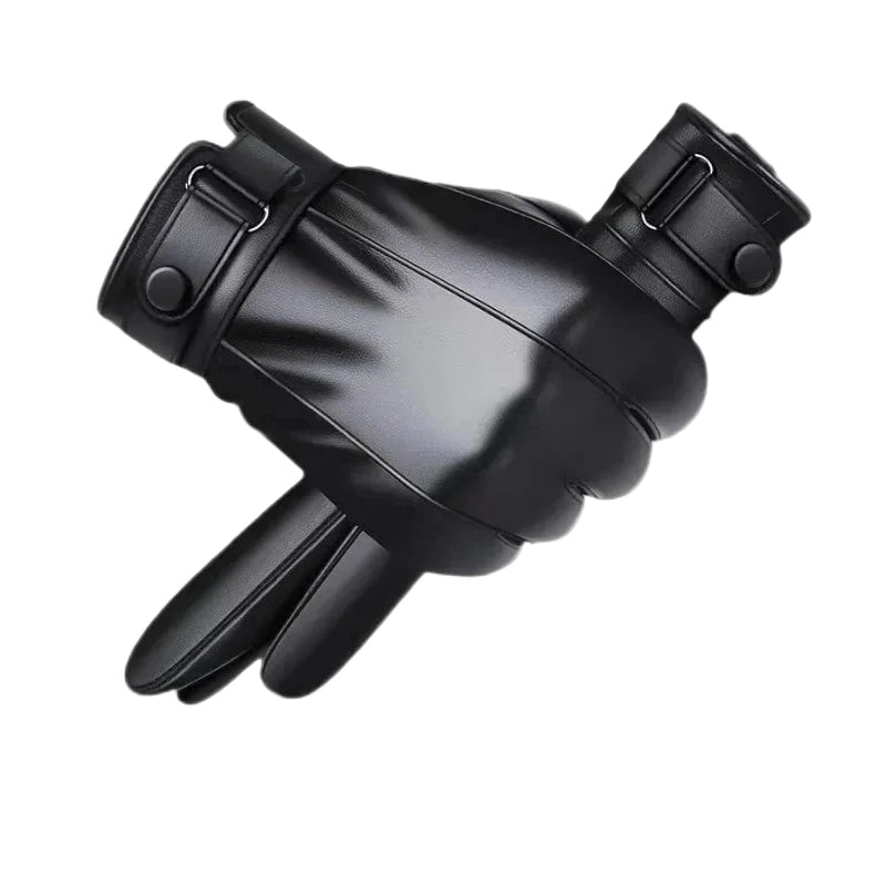Winter Gloves for Men Genuine Leather Gloves Warm Plus Velvet Touch Screen Gloves Outdoor Cycling Driving Motorcycle PU Gloves