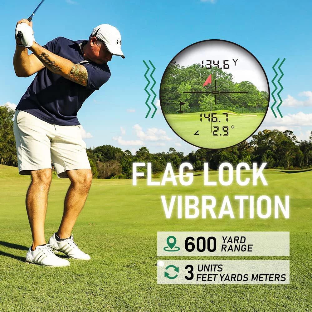 REVASRI 600/1000 Yards Golf Laser Rangefinder with Slope Switch and Compensation Flag Lock Vibration and Magnet for Golfing
