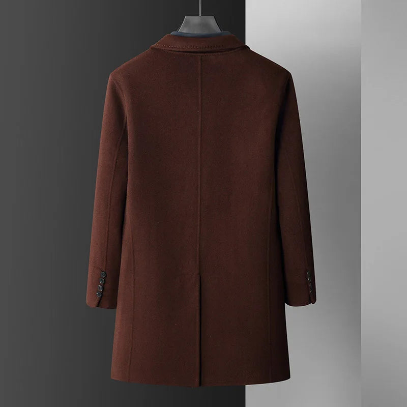Autumn and Winter New Men's Coat Urban Leisure All-Match Reversible Woolen Coat Pure Wool Mid-Length Suit