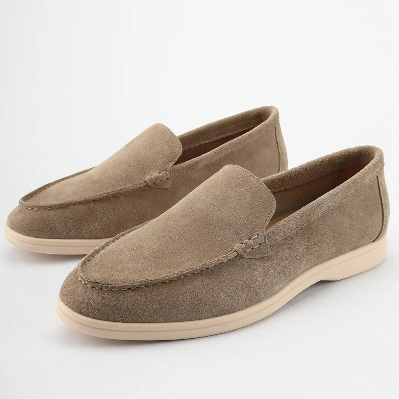 Men's Suede Leather Comfort Loafers, Flat Casual Slip-on Shoes, Fashion Suede Flats, Classic Round Toe Soft Leather Loafers 2025