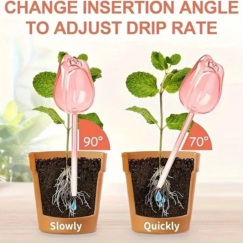 Tulip Watering Globes for Plants – Automatic Self-Watering System, Slow-Release for Indoor & Outdoor Potted Plants, Cacti – Deco