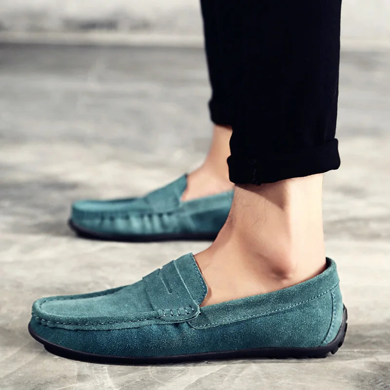 Men Casual Shoes Fashion Suede Leather Men Loafers High Quality Moccasins Slip On Men's Flats Lightweight Driving Shoes 38-47