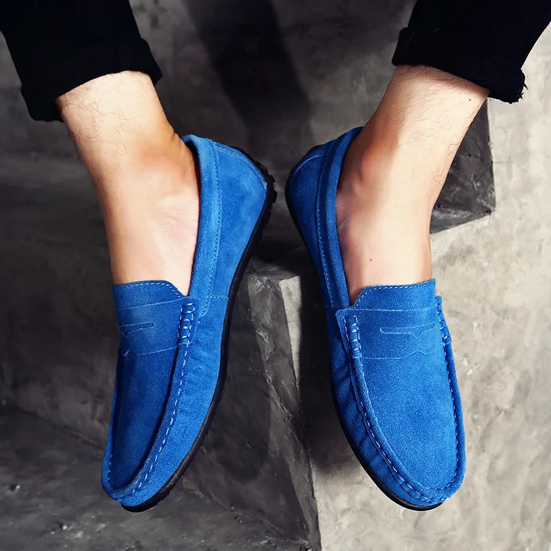 Men Casual Shoes Fashion Suede Leather Men Loafers High Quality Moccasins Slip On Men's Flats Lightweight Driving Shoes 38-47