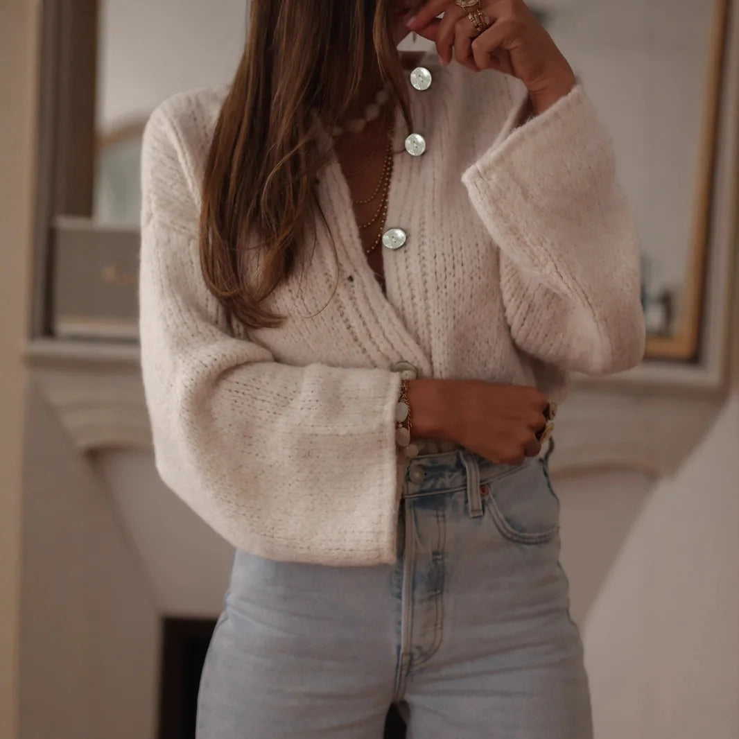 French Elegant Women's Knitted Cardigan Jacket