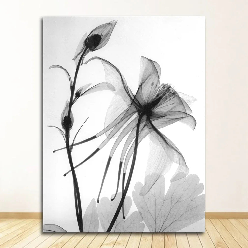 Wall Art Painting Decorative Picture Home Decor Nordic Black White Plant Abstract Flower Canvas Posters Canvas Prints Minimalist