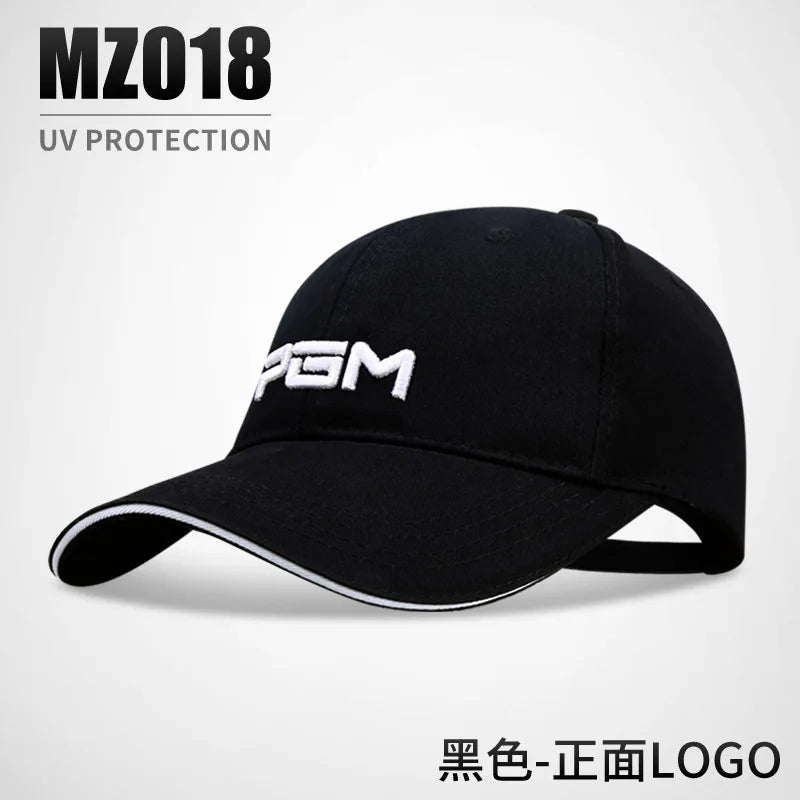 PGM Golf Caps Adjustable Hats Outdoor Sport Cycling Hiking Cap for Men Women Windproof Travel Cotton Cap Black White Hat MZ018