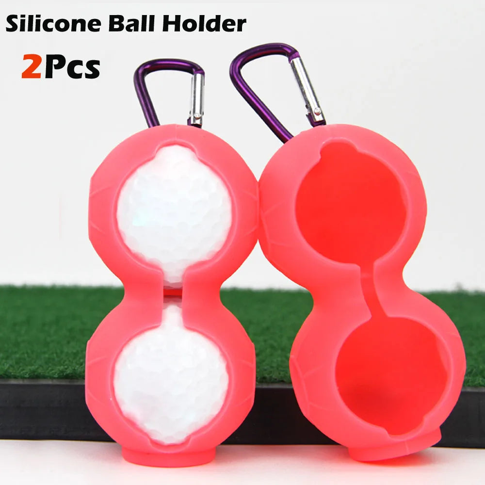 2Pcs Portable Mini Golf Ball Bag Protective Cover Soft Silicone Waist Holder Fall Resistant Keyring Golfing Accessories 2 Balls