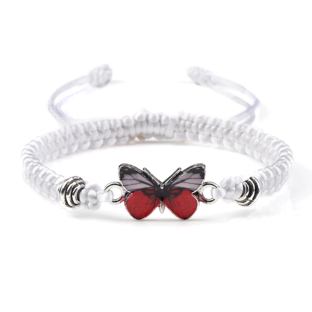 Red Butterfly Charm Bracelet Handmade Braided Rope Thread Fashion Adjustable Bracelets&Bangles Women Lucky Jewelry Friends Gift