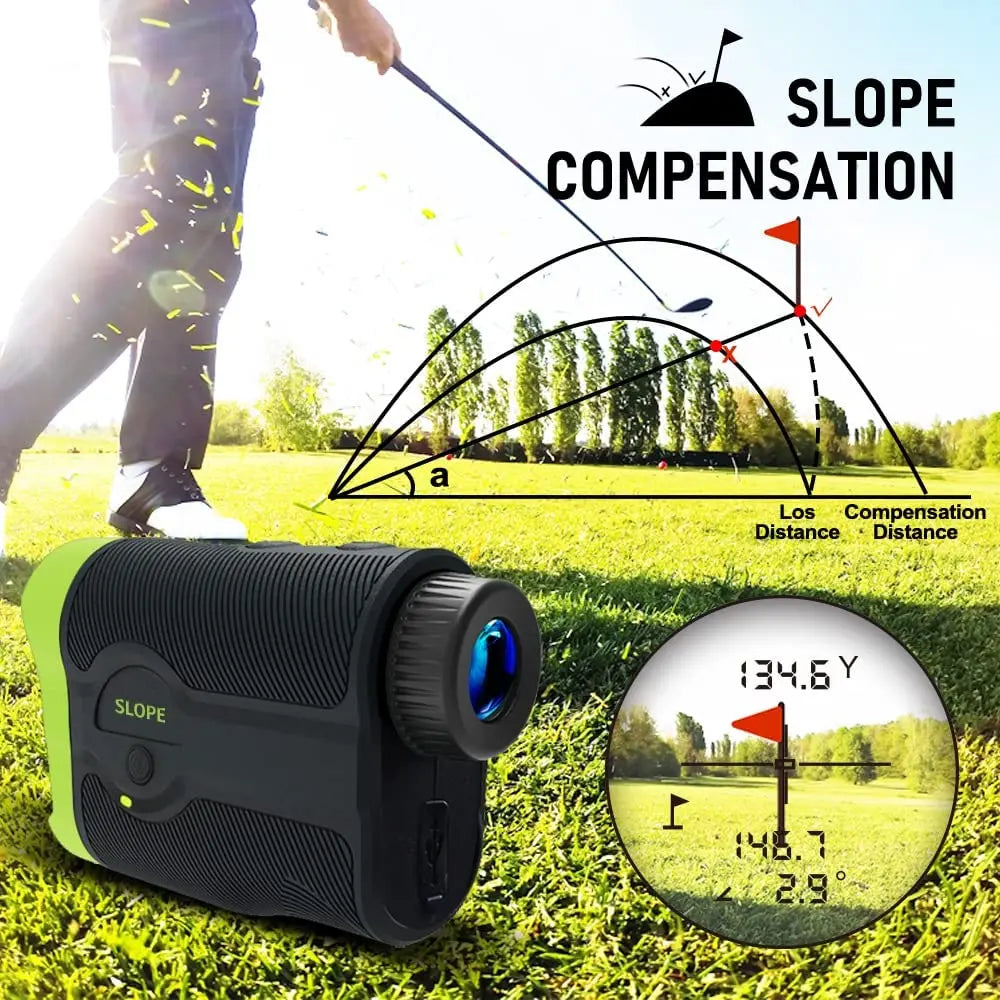 REVASRI 600/1000 Yards Golf Laser Rangefinder with Slope Switch and Compensation Flag Lock Vibration and Magnet for Golfing