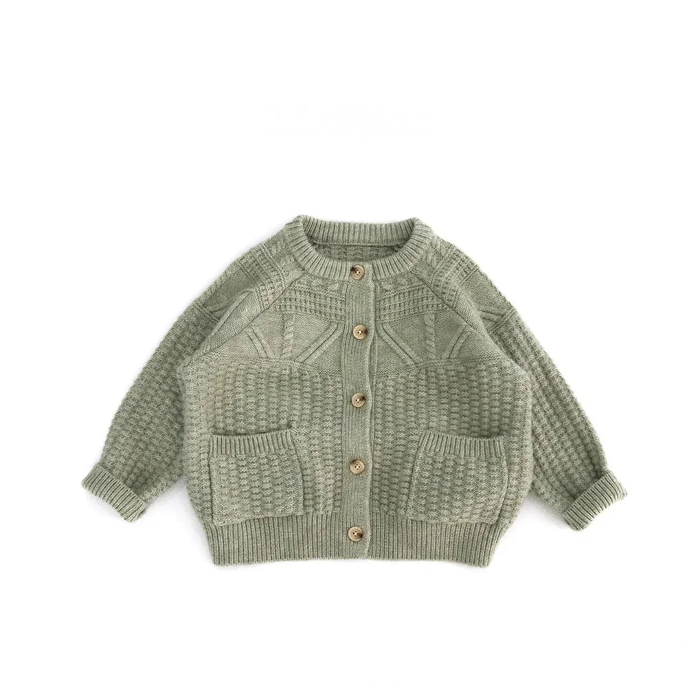 Toddler Kids Clothes1-6Y Boys Clothing Knitted Girls Cardigan Textured Knit Design Pocket Detail Soft Warm Casual Autumn Winter