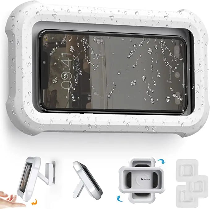 Shower Phone Holder Waterproof 480° Rotation, Adjustable Mirror/Wall Mount Phone Holder for Shower Bathroom Bathtub Kitchen