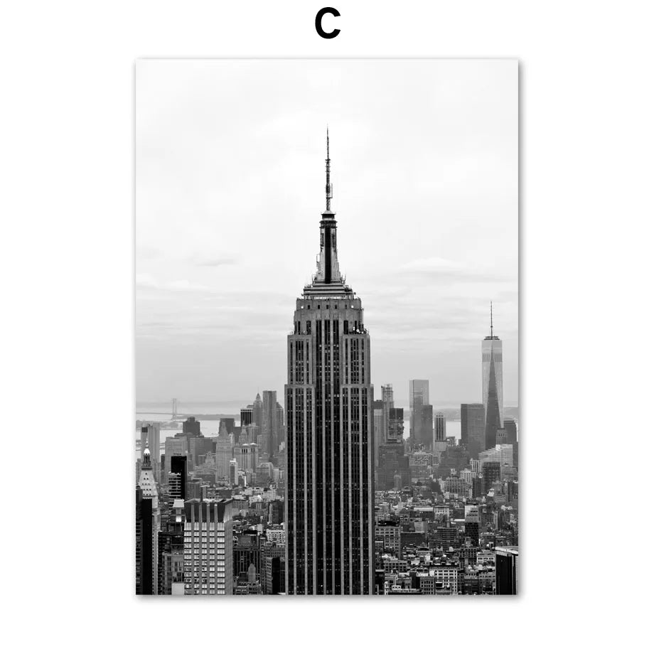 New York City Empire State Building Canvas Painting Black White Nordic Posters Prints Wall Art Picture Aesthetic Room Home Decor