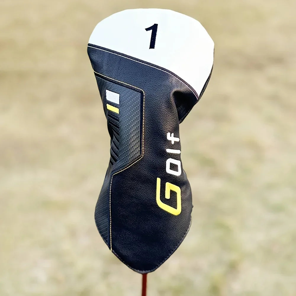 Golf Club Head Covers Set – PU Headcovers for Golf Woods with Weighted Embroidery – Durable Water-Resistant Club Protectors