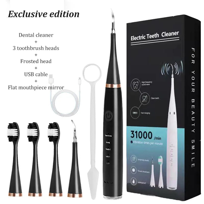 Electric Toothbrush Set with Six Functions for Total Oral Care Efficient Tartar Removal with Scaling Teeth Feature Christmas Gif