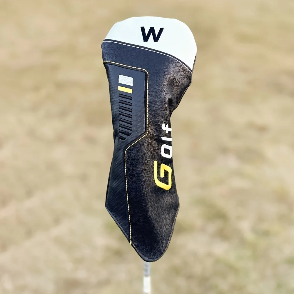 Golf Club Head Covers Set – PU Headcovers for Golf Woods with Weighted Embroidery – Durable Water-Resistant Club Protectors