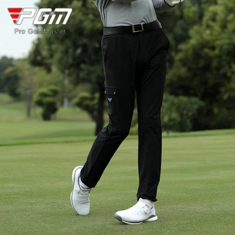 PGM Men Elastic Golf Cargo Pants Male Big Pocket Straight Pants Men Outdoor Mid-Waist Trousers Casual Golf Sweatpants 2XS-3XL