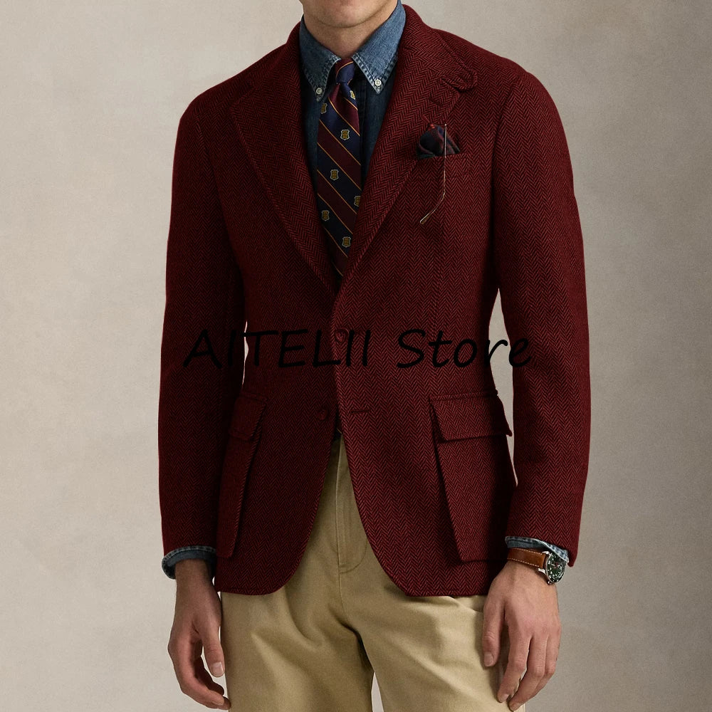 Versatile New Jackets Man Winter Men's Herringbone Jacket Male Winter Coat Lapel Casual Mens Coats Men's Autumn Clothes Mantel