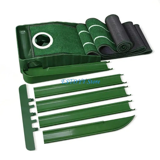 G6DE Golfs Hole Cover Golfs Practice Putting Green Putting Mat Golfs Putting Game Set Includes Green Putting Tool Golfs Mat