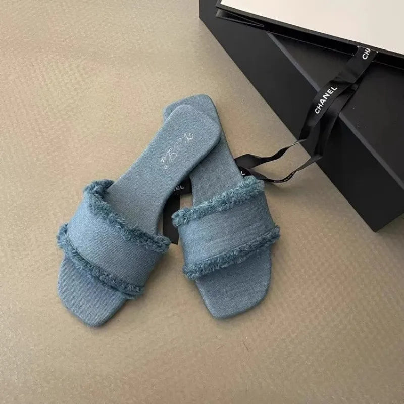 Women's Slippers, Solid Color Open-toe Set Foot Vacation Beach Flat Sandals Casual Flip Flops Summer Indoor Women Slides Shoes