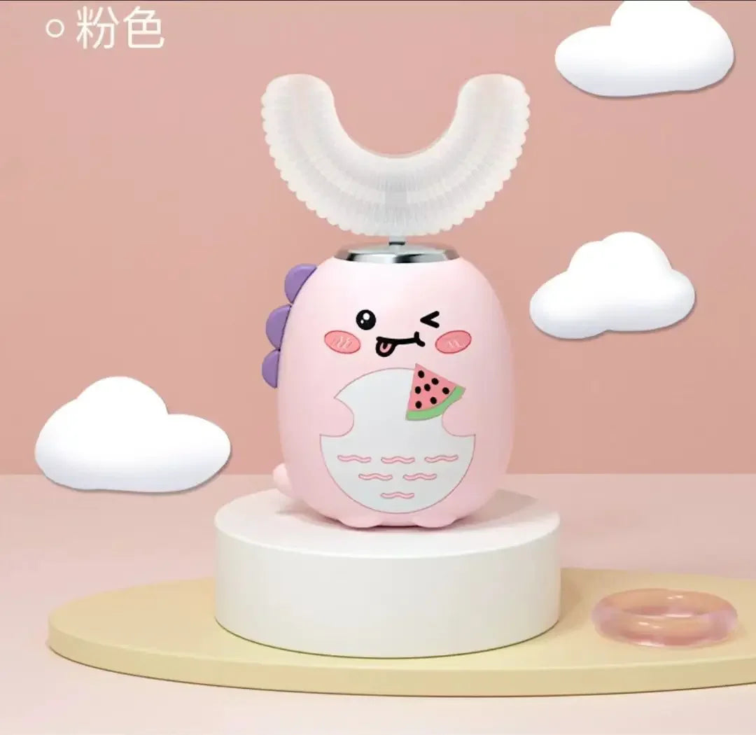 Children U-shaped Electric Toothbrush 360 Degrees Smart Cartoon Kids Silicone Toothbrush Automatic Rechargeable Sonic Toothbrush