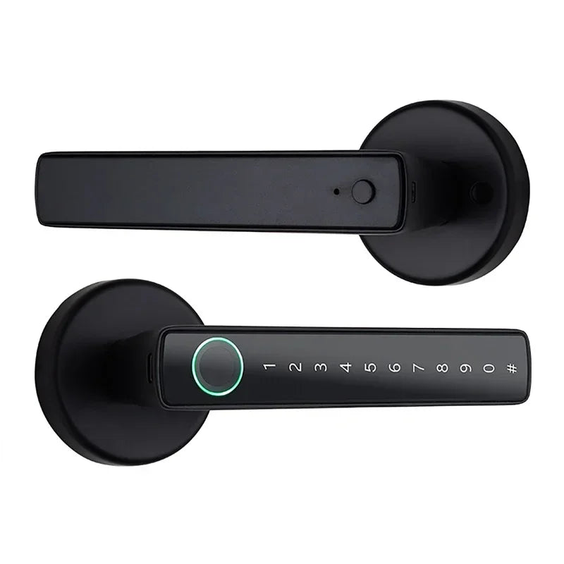 Tuya Bluetooth Smart Fingerprint Door Handle Lock Electronic Password APP Remote Unlock Hotel Apartment Office Bathroom Bedroom