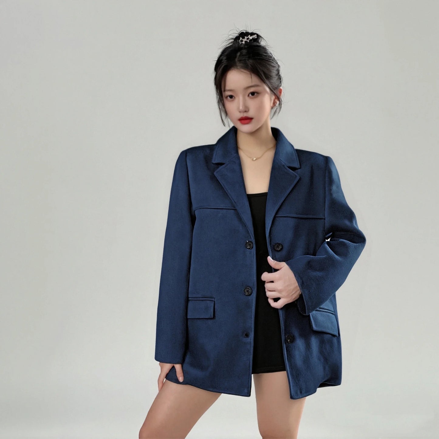 Women Fashion Vintage Leather Jacket 2025 Autumn Winter New In Solid Lapel Single Breasted Coat Street Loose Blazer Outfit Coats