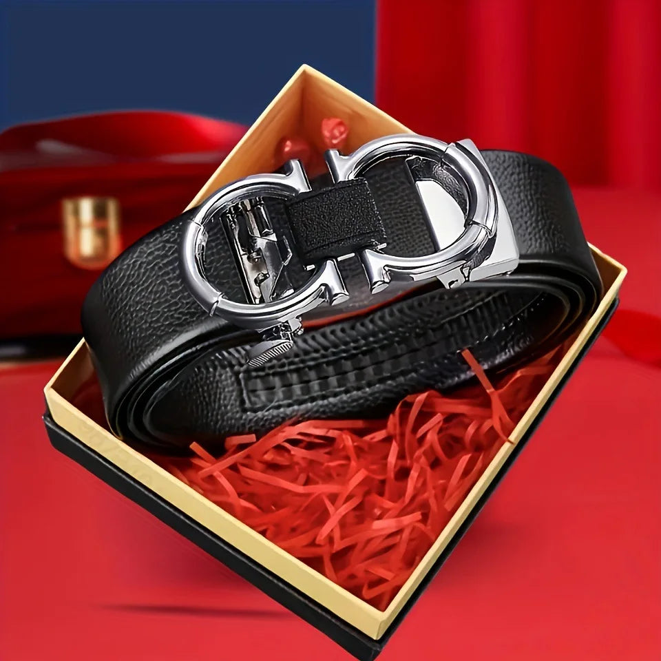 Men's Business Belt Black Casual Alligator Alloy Automatic Buckle Suit Pants Belt Men's Designer Belt