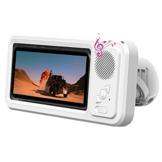 Shower Phone Holder With Bluetooth Speaker IPX4 Waterproof Anti-Fog Touch Screen Wall Mount Phone Holder For Shower Bathroom