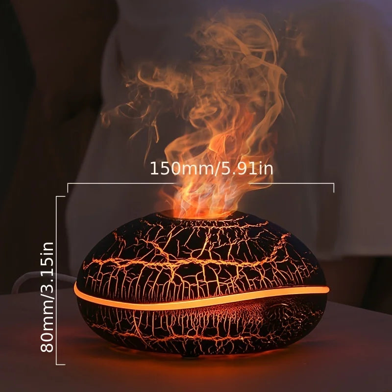 Flame Effect Aromatherapy Air Humidifier with 7 Color Lights - Essential Oil Diffuser, Flame Effect, Wide Spray Range for H