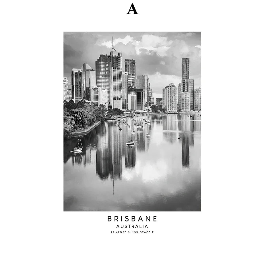 London Brisbane Pisa Paris Bambeck Black And White Architecture Fashion Wall Art Canvas Painting Nordic Poster  Room Decor