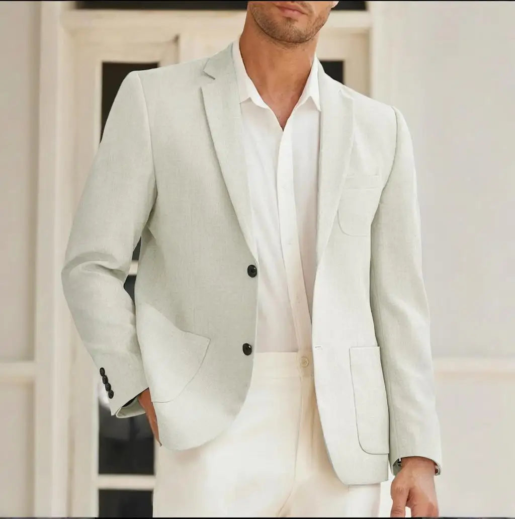 New men's suits spring and autumn casual fashion tops solid color large pockets slim fit comfortable two-button suits