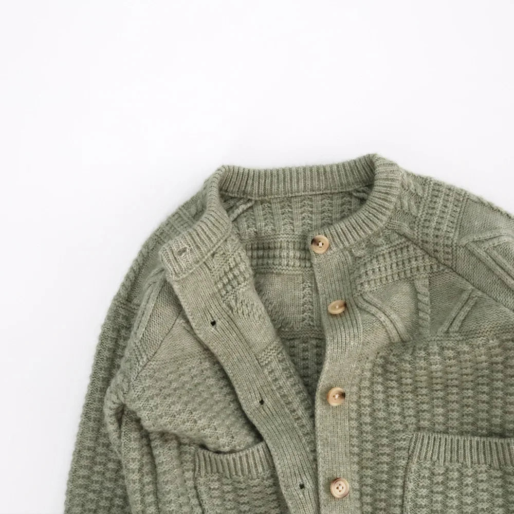 Toddler Kids Clothes1-6Y Boys Clothing Knitted Girls Cardigan Textured Knit Design Pocket Detail Soft Warm Casual Autumn Winter