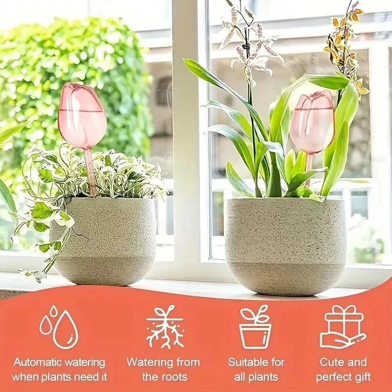 Tulip Watering Globes for Plants – Automatic Self-Watering System, Slow-Release for Indoor & Outdoor Potted Plants, Cacti – Deco