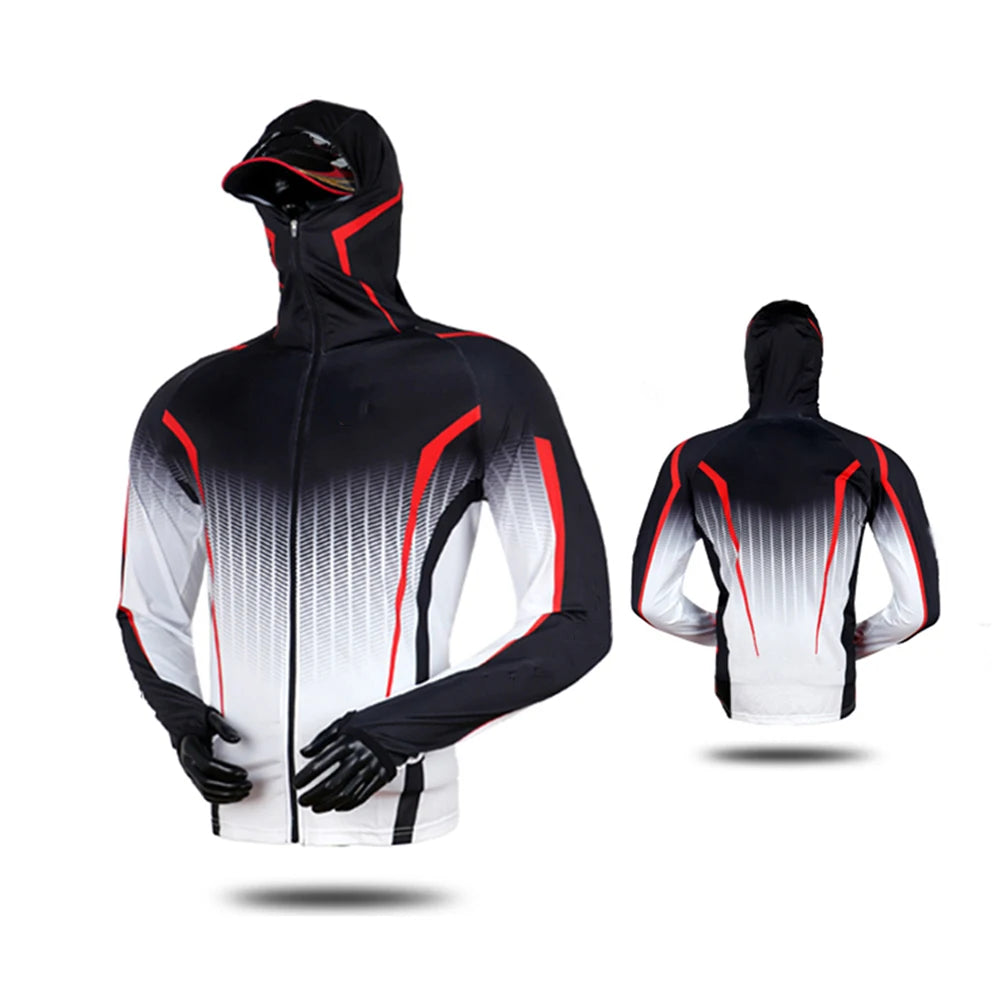 Fishing Hoodie Anti-UV Sunscreen Sun Protection Clothes Fishing Shirt Breathable Quick Dry Fishing Jersey Hooded Sportswear