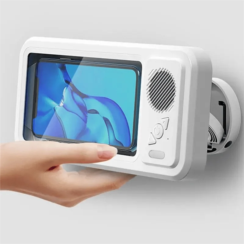 Shower Phone Holder With Bluetooth Speaker IPX4 Waterproof Anti-Fog Touch Screen Wall Mount Phone Holder For Shower Bathroom