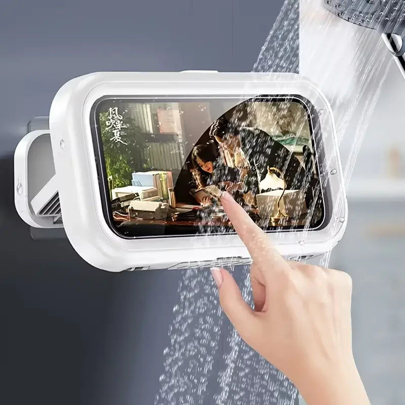 360° Rotation Waterproof Shower Phone Holder with Angle Adjustable, Wall Mounted Phone Holder for Bathroom Kitchen